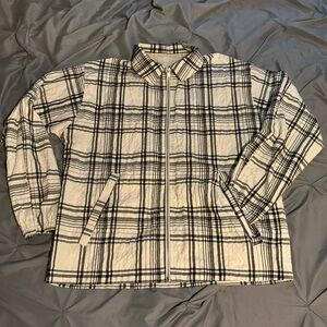 Zara Black and White Plaid Lightweight Jacket